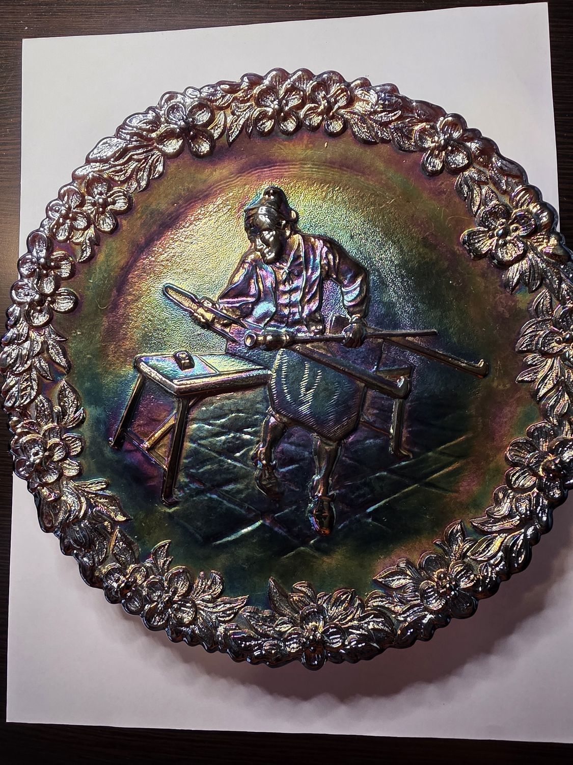 Fenton Carnival Glass Collector’s Handmade Plate 1970 #1