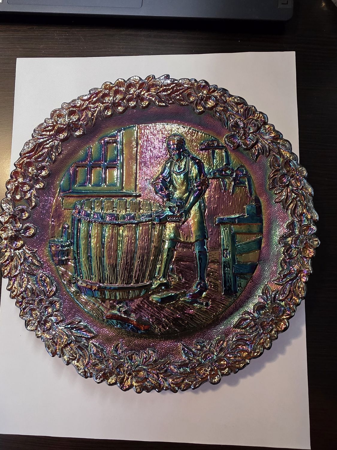Vintage Fenton Carnival Glass Collector Plate No.5 1974 Cooper John Alden