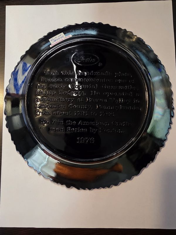Vintage Fenton Carnival Glass Collector Plate No. 7 The Gunsmith 1976 P. Lefevre