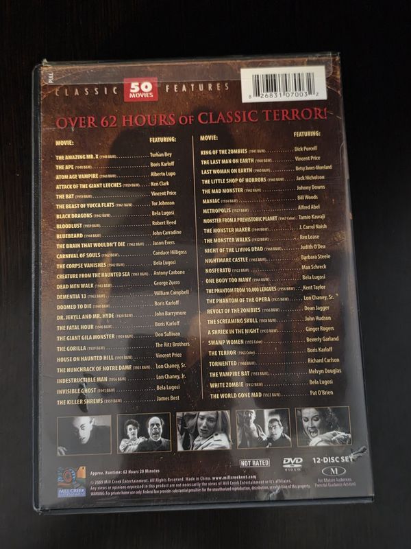 HORROR CLASSICS - 50 Movies Pack Anniversary Edition (12-DVD Set) pre owned