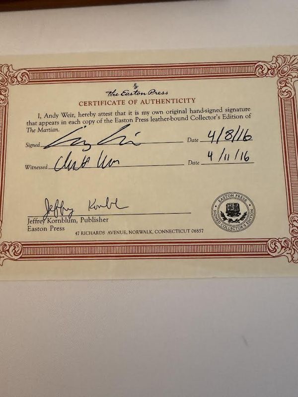 Easton Press The Martian Signed Collectors Edition with Certificate of Authenticity