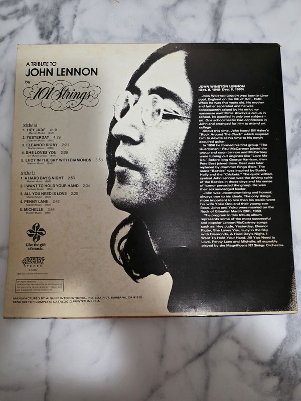 101 Strings A Tribute To John Lennon Vinyl LP Record Album The Beatles Covers PRE OWNED