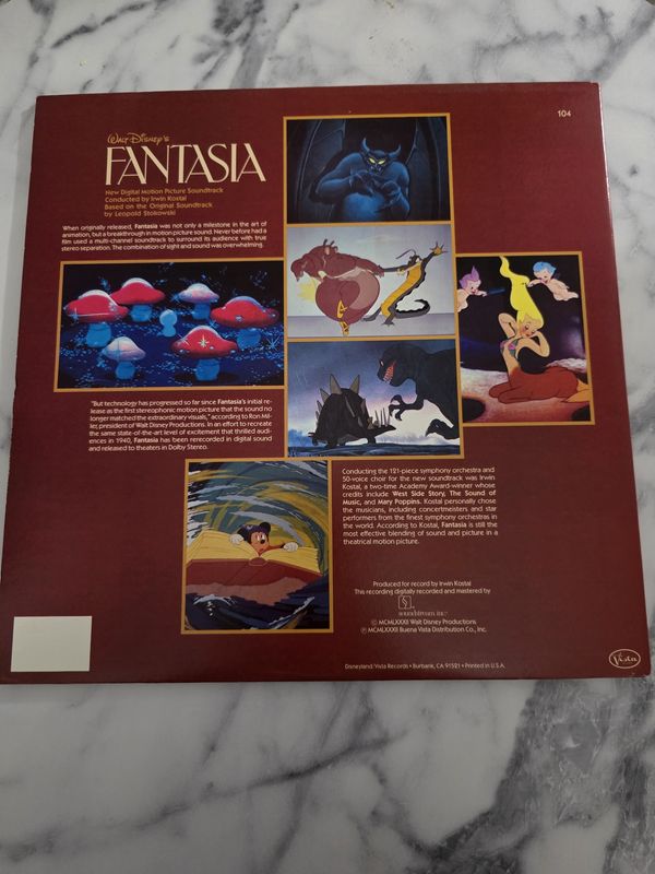 Fantasia New Digital Soundtrack 1982 2 LP Vinyl EX Nice Original Buena Vista 104 PRE OWNED