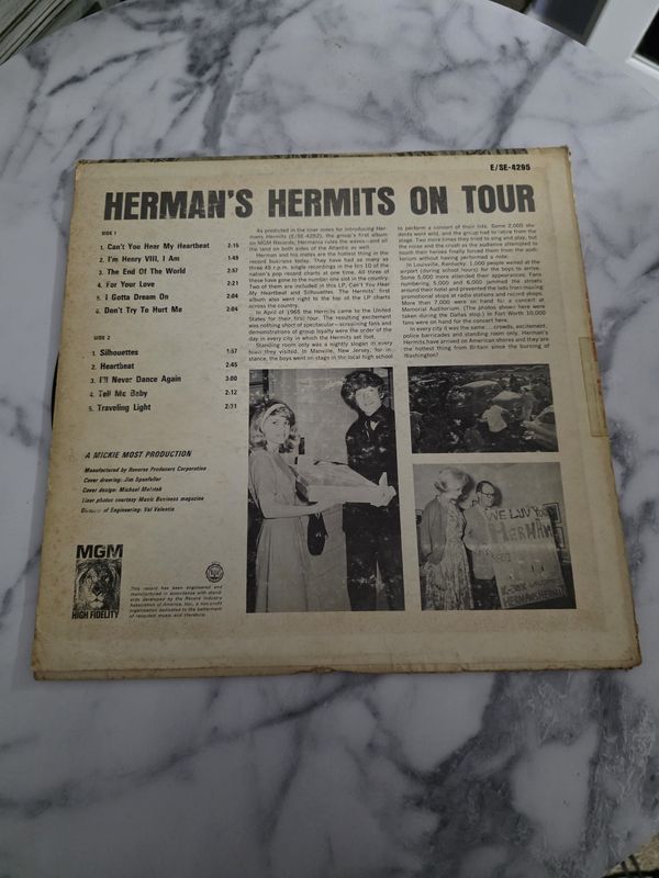 HERMAN'S HERMITS ON TOUR (VG) E-4295 LP VINYL RECORD PRE OWNED