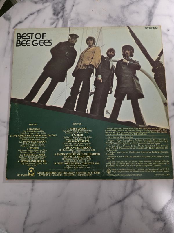 1969 Vinyl LP- Bee Gees - Best Of The Bee Gees - 12" Vinyl Album SD 33-292 PRE OWNED