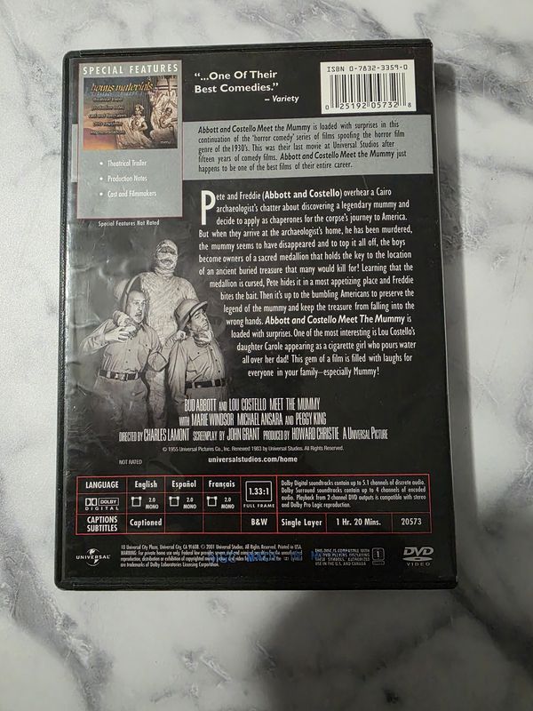 DVD Abbott and Costello Meet the Mummy Universal Studios Comedy Legends PRE OWNED