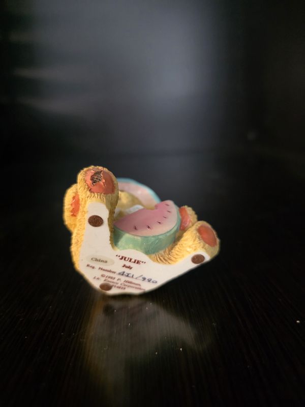 Enesco 1993 Cherished Teddies JULIE July BIRTH MONTH Teddy Bear Hillman 914819 pre owned