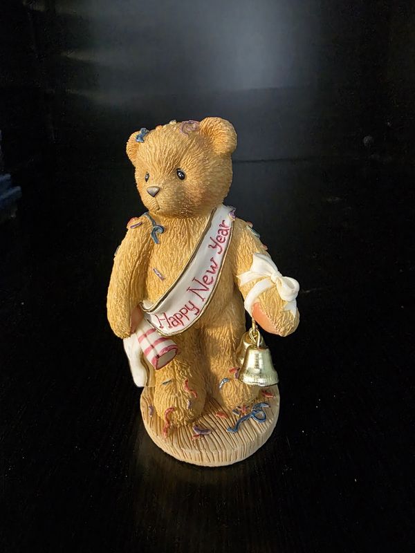 1997 Enesco Cherished Teddies NEWTON Ringing in the New Year With Cheer 727361 pre owned