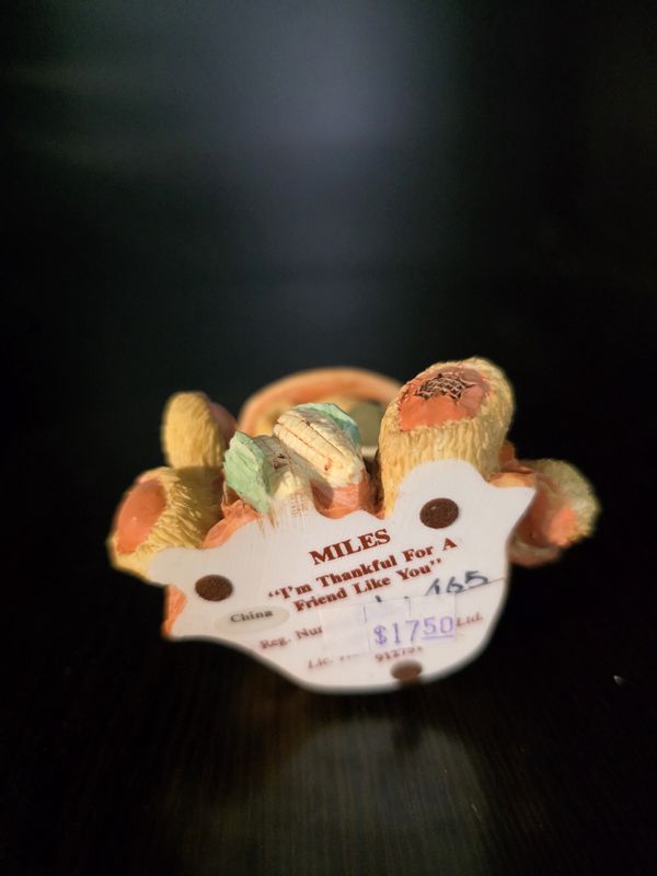 Cherished Teddies MILES 912751 Bear Pilgrim Figurine 1993 Enesco PRE OWNED