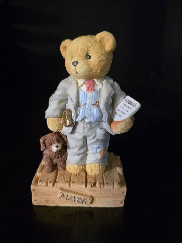 Cherished Teddies Mayor Wilson T. Beary 1995 Members Only Figurine w/ Dog CT951 PRE OWNED