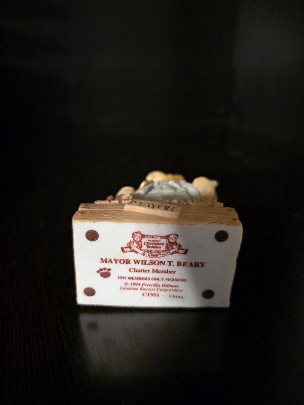 Cherished Teddies Mayor Wilson T. Beary 1995 Members Only Figurine w/ Dog CT951 PRE OWNED