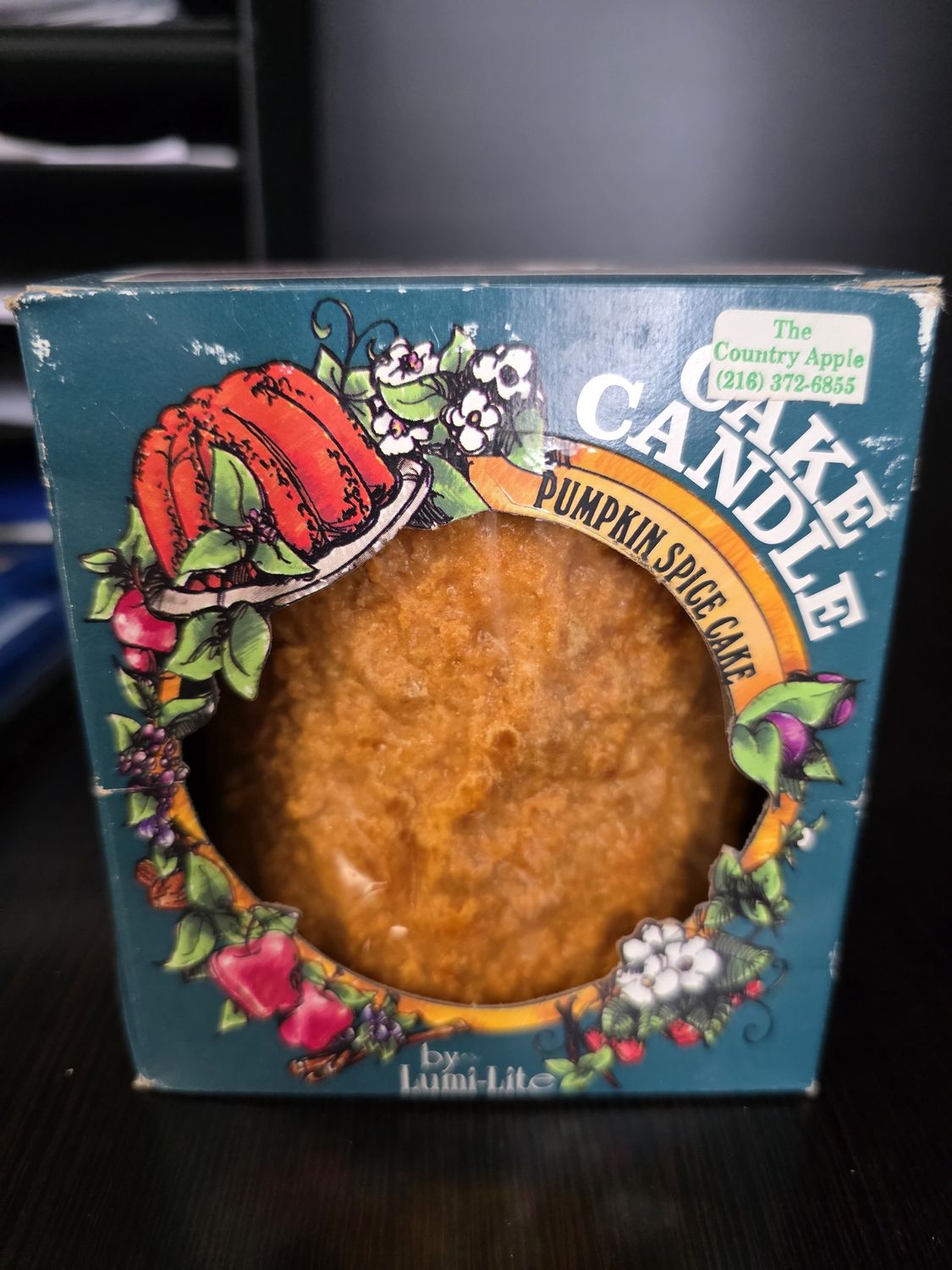 Lumi-Lite Cinnamon Spice Cake Pillar Candle NIB