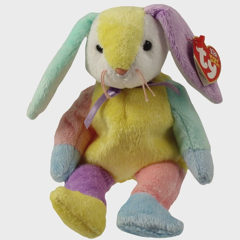 TY Beanie Baby - DIPPY the Multi-Colored Rabbit (Yellow &amp; White Head)