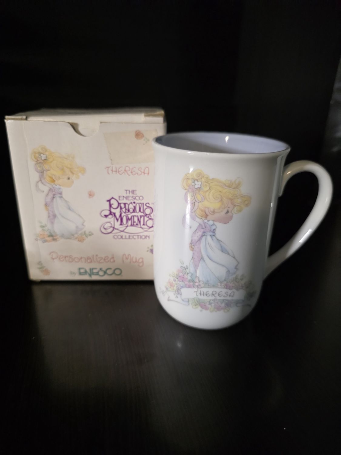 Vintage Enesco Precious Moments Personalized Coffee Mug Tea Cup THERESA PRE OWNED