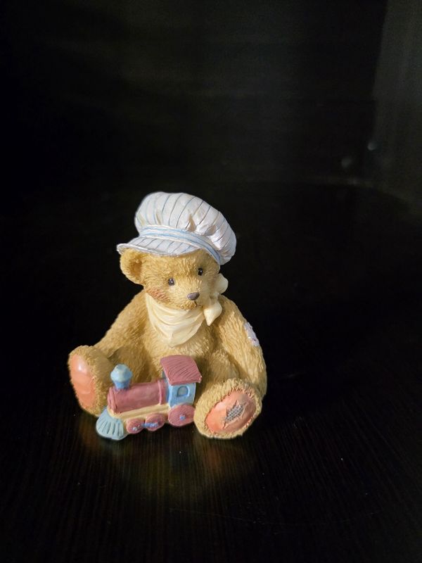 Retired Cherished Teddies Enesco &quot;Thomas Chuggin&#39; Along&quot; 1992 Bear Train PRE OWNED