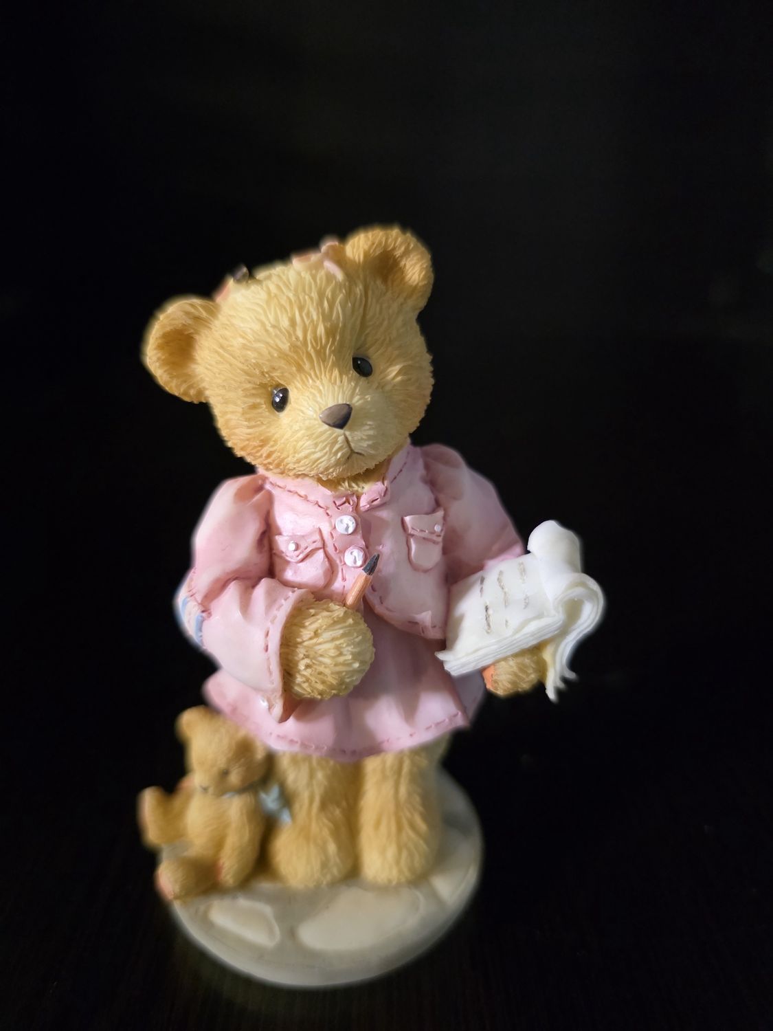 Cherished Teddies Hilary Hugabear Figurine CT952 1995 Girl Bear Notebook Pencil ENESCO PRE OWNED