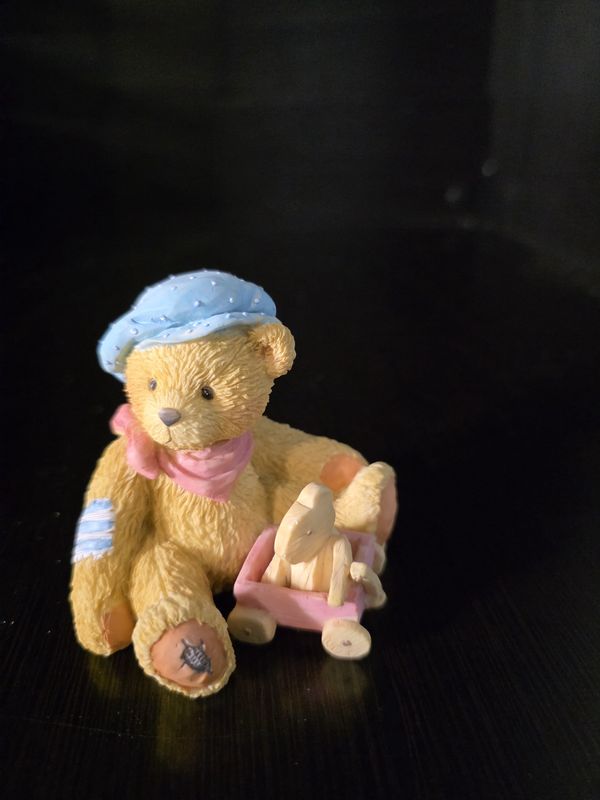 Cherished Teddies HARRISON &quot;We&#39;re Going Places&quot; 1992 Toy Cart Hat ENESCO PRE OWNED