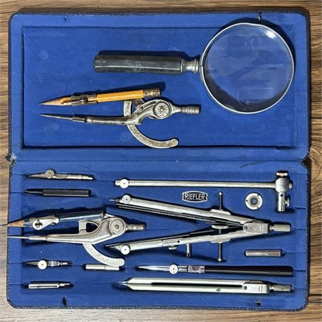 Rare Vintage C. Riefler Nesselwang &amp; Munchen Drafting Compass Set