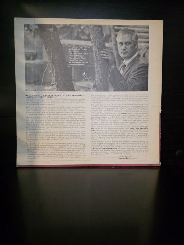 Charlie Rich Songs For Beautiful Girls VINYL PRE OWNED