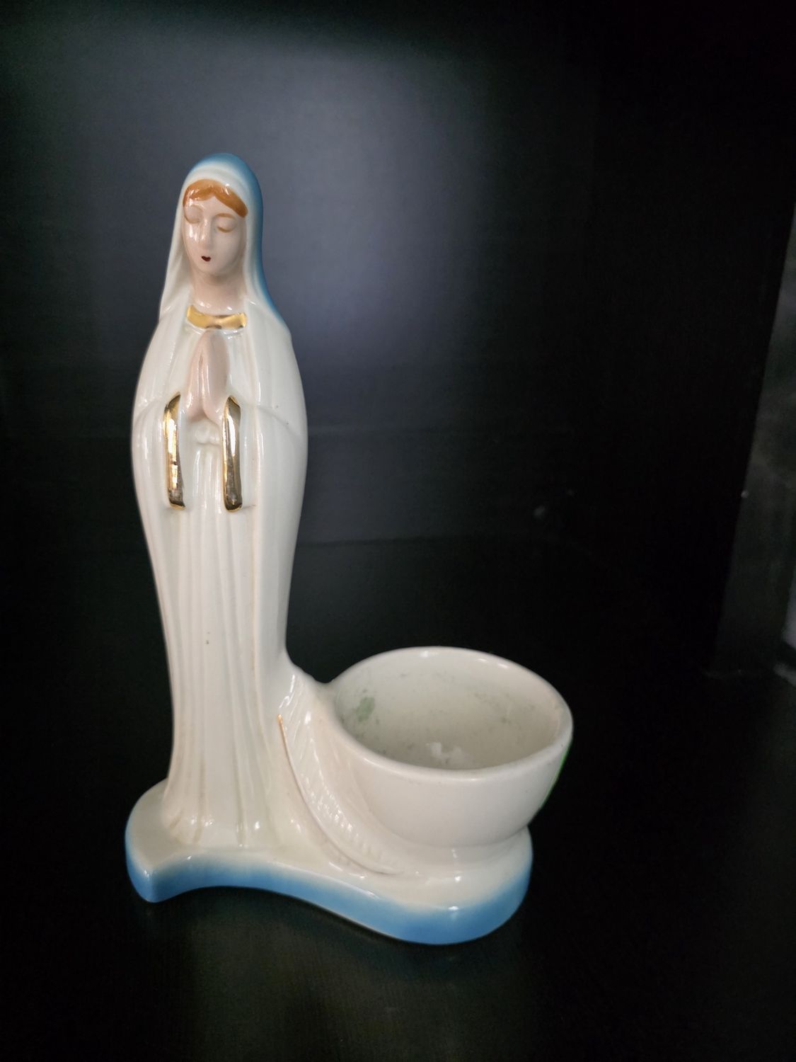 1950 VIRGIN MARY HOLY WATER BOWL BATH CERAMIC PORCELAIN RARE!!!!!!