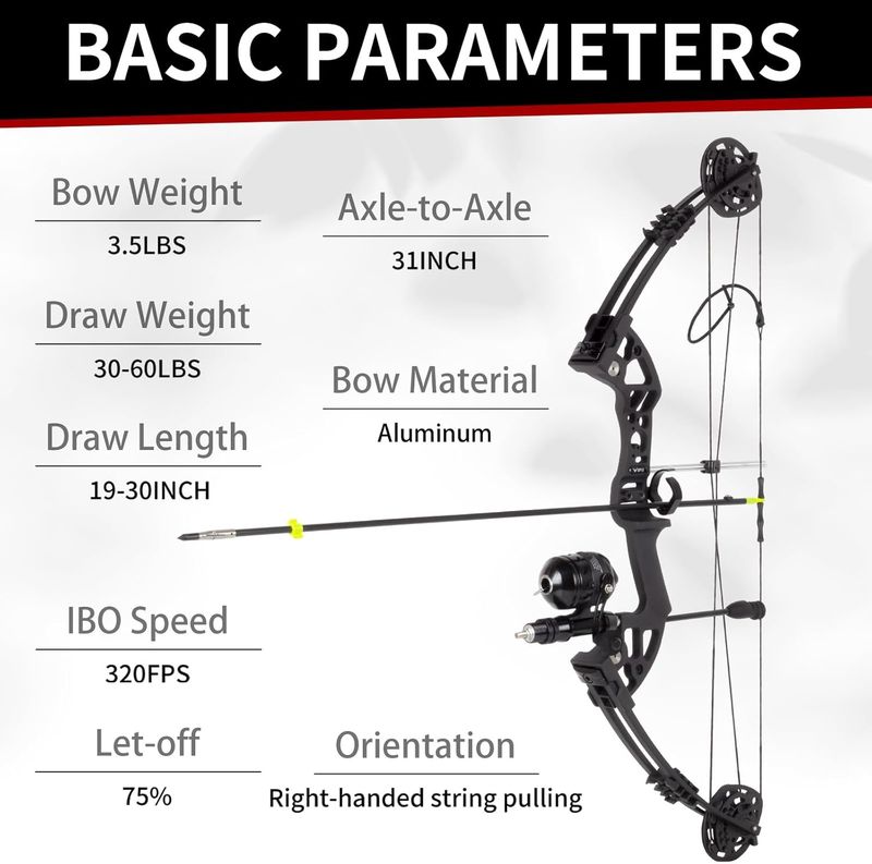 SOPOGER Compound Bow Bowfishing Kit - Fishing Combos Kit Archery Left Handed Compound Bow 30-60 LBS Fishing Bow and Arrow with Reel for Adult Youth Fishing...