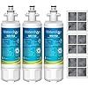 Waterdrop ADQ36006101 Replacement for LG® LT700P® Refrigerator Water Filter, Kenmore® 9690, 469690, ADQ36006102, LFXS30766S, RFC1200A, FML-3 and LT120F® Fresh Air Filter, 3 Combo
