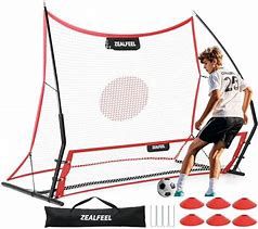 Soccer Rebounder, 2-in-1 Soccer Rebound Net, 6&#39;x4.7&#39; Large Net &amp; 6&#39;x16&quot; Small Net, Soccer Bounce Back Net Practice for Team Volley Passing Solo Training, Football Trainer with Carry Bag Cones