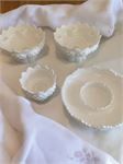 Fenton Hobnail Chip/Dip Bowl, Candlestick Holder, 2 Taper Candleholder Bowls