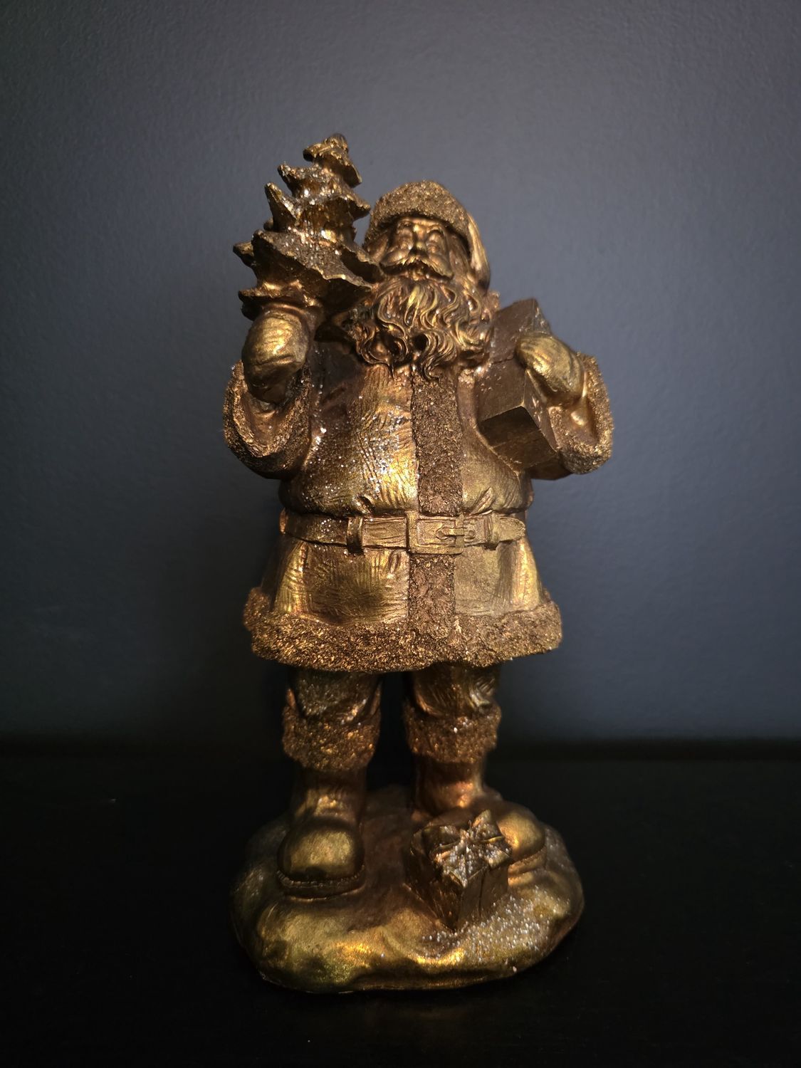 Antique Gold Tone Old World Santa Claus Figure Statue 10” Christmas