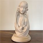 Vintage Virgin Mary Matte Ceramic Lamp - 10&quot;H