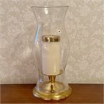 14&quot;T Blenko Glass Hurricane with Solid Brass Candle Holder
