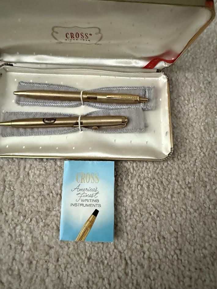 Vintage Cross 14K GOLD Filled Ball point Pen &amp; Pencil set in Original Case
