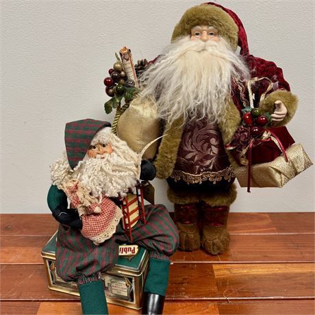 18&quot; Tall Santa Figurine and Folk Art Shelf Sitter Santa