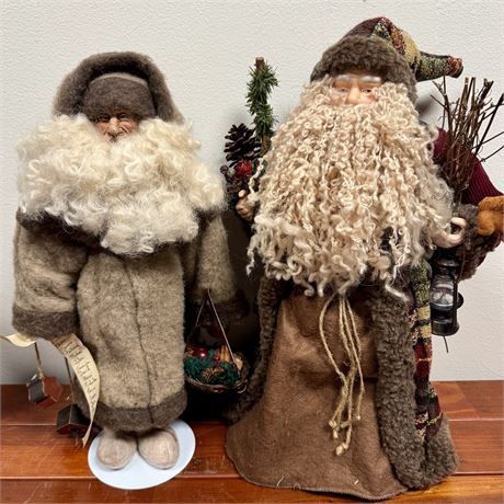 17&quot; Tall Folk Art Santa Figurine and Tree Topper Santa