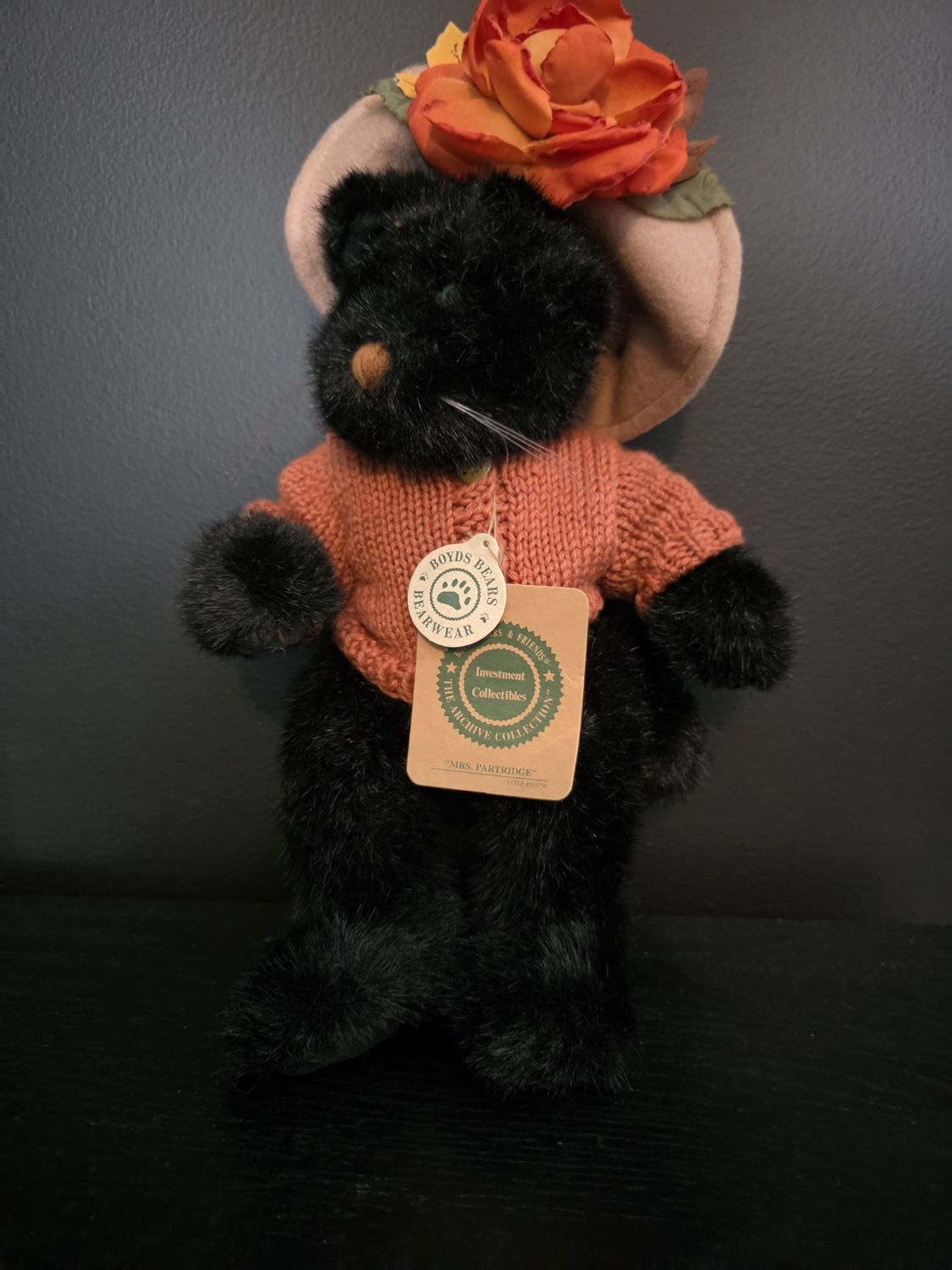 BOYDS Bears Plush 20th Anniversary MRS PARTRIDGE Black Cat
