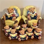 Teddy Bear Bookends and Lot of 8 Matching Drawer Pulls