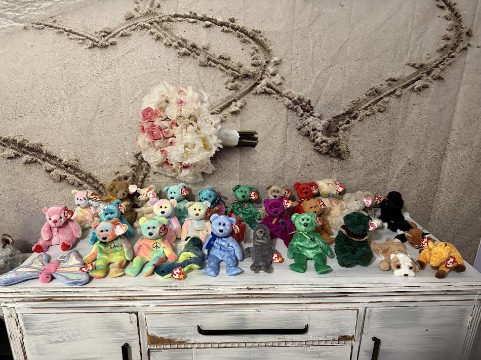 Huge Lot Beanie Babies with Tags Including 3 Peace Bears