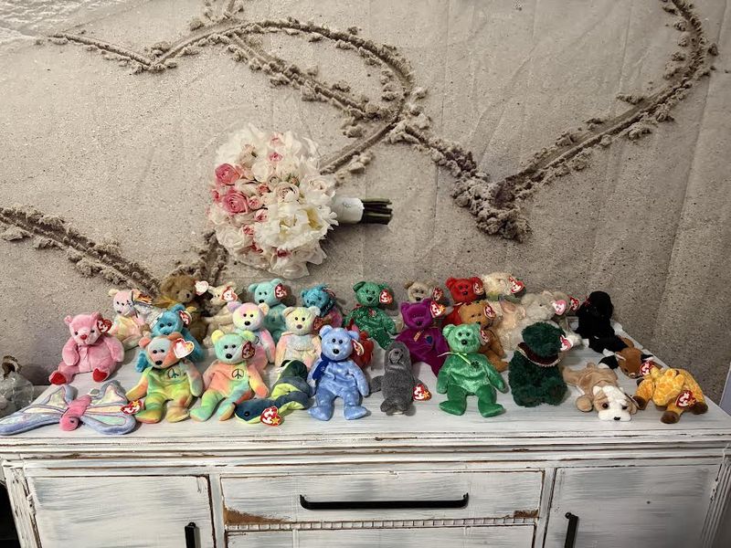 Huge Lot Beanie Babies with Tags Including 3 Peace Bears