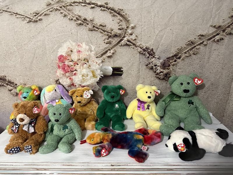 Huge Lot Large Sized Beanie Babies with Tags-Includes Peace Bear