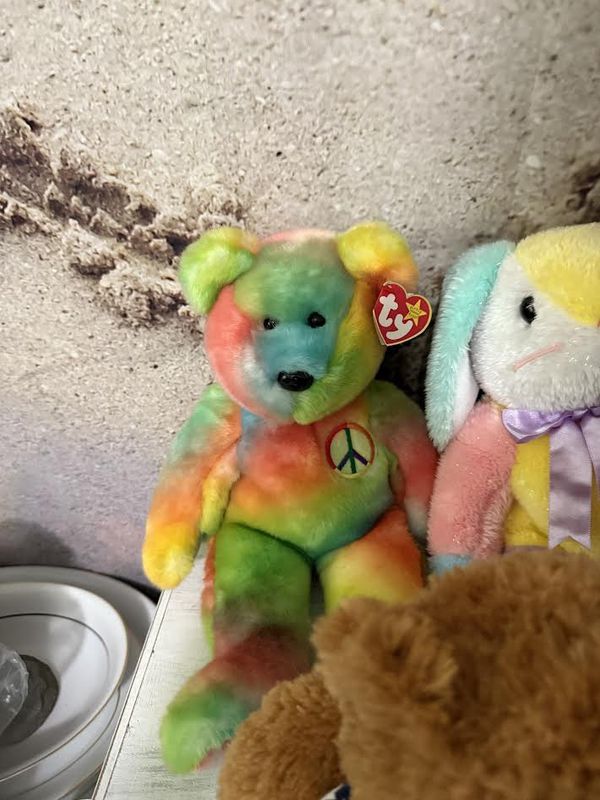 Huge Lot Large Sized Beanie Babies with Tags-Includes Peace Bear