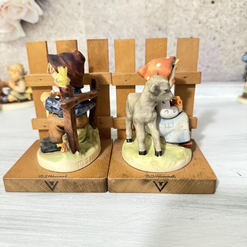 TMK 3 Hummel Bookends Good Friends Girl w/Lamb 251/A &amp; She Loves Me 251/B Boy w/Flower-Hummel Book Ends
