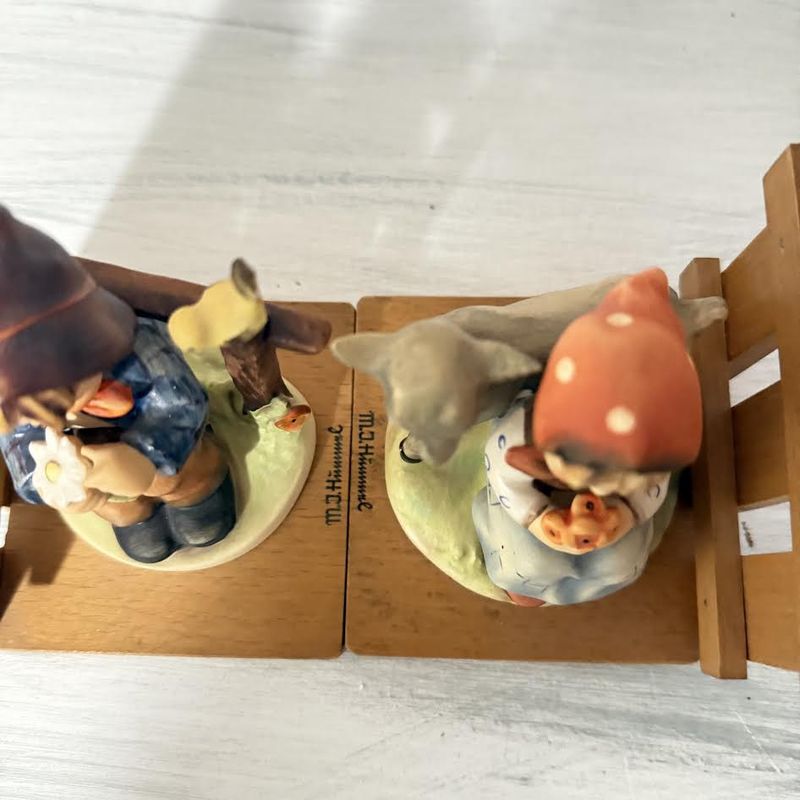 TMK 3 Hummel Bookends Good Friends Girl w/Lamb 251/A &amp; She Loves Me 251/B Boy w/Flower-Hummel Book Ends