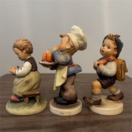 Lot of 3 Hummel Goebel TM5 Figurines-Baker, Busy Student and School Boy