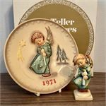 Hummel Goebel Heavenly Angel Figurine TM5 &amp; 1971 1st Edition Annual Plate