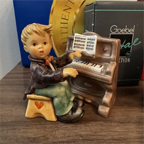 Vintage Hummel Mixed Figurines Lot w/ Boxes - Little Concerto, Birdhouse, Baby's First Drawing &amp; Crystal Merry Wanderer