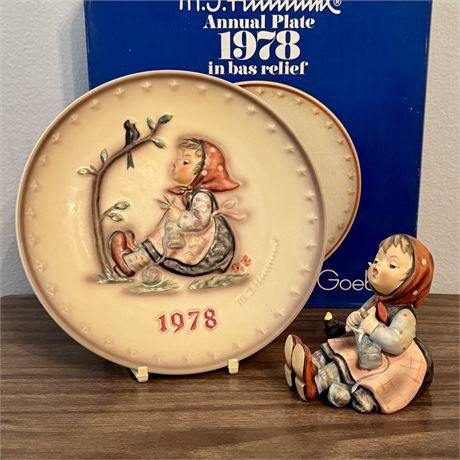 Hummel Goebel Happy Pastime Figurine TM5 &amp; 1978 Annual Plate