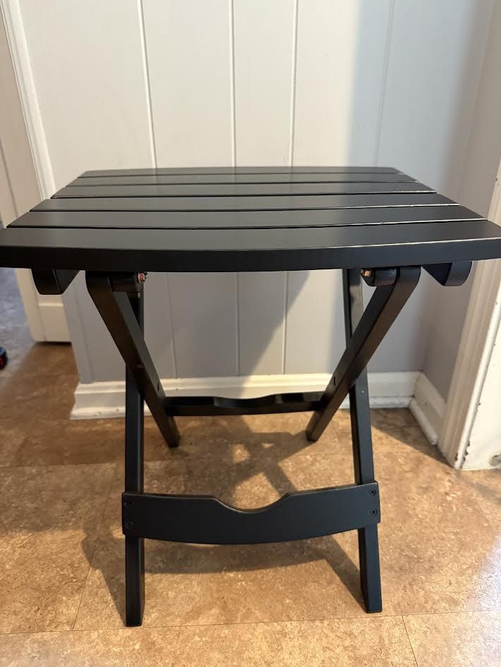 Quik-Fold Black Rectangular Resin Folding Side Table
