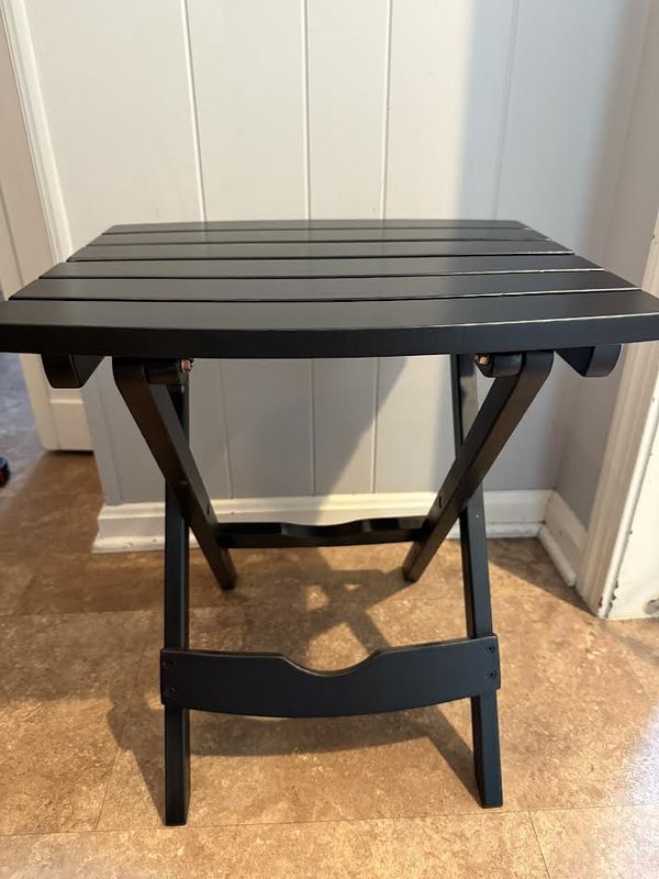 Quik-Fold Black Rectangular Resin Folding Side Table
