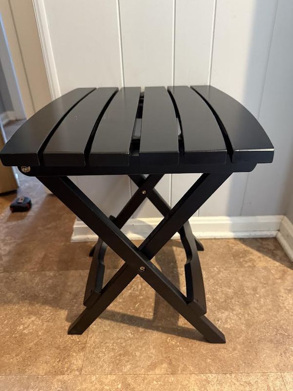 Quik-Fold Black Rectangular Resin Folding Side Table