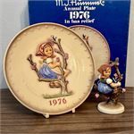 Hummel Goebel Apple Tree Girl Figurine TM2 &amp; 1976 Annual Plate